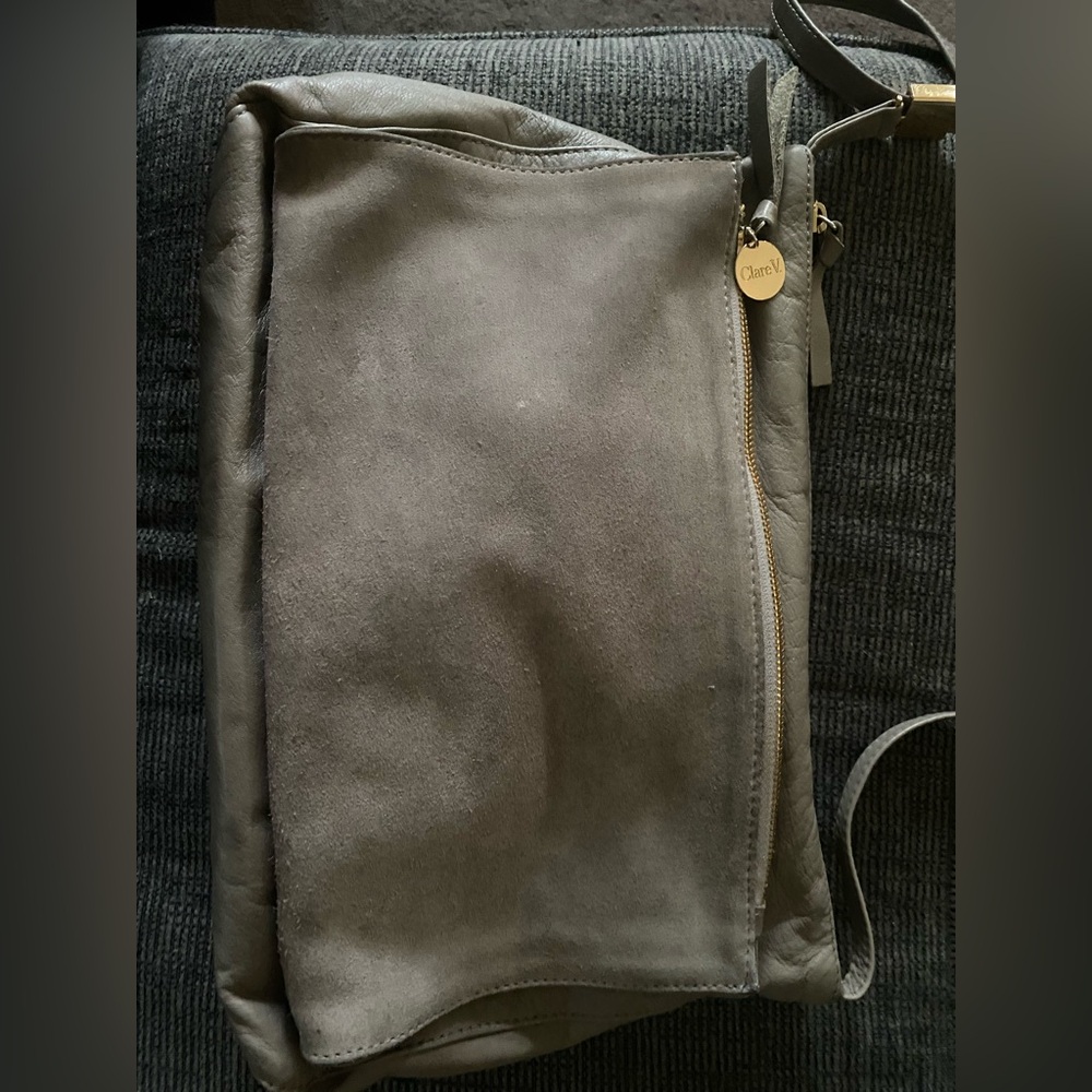 Clare V. Gosee Gray Leather Clutch Bag